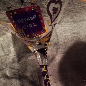 Lolita Martini Collection "Birthday Girl" 7oz Martin Glass Hand Painted